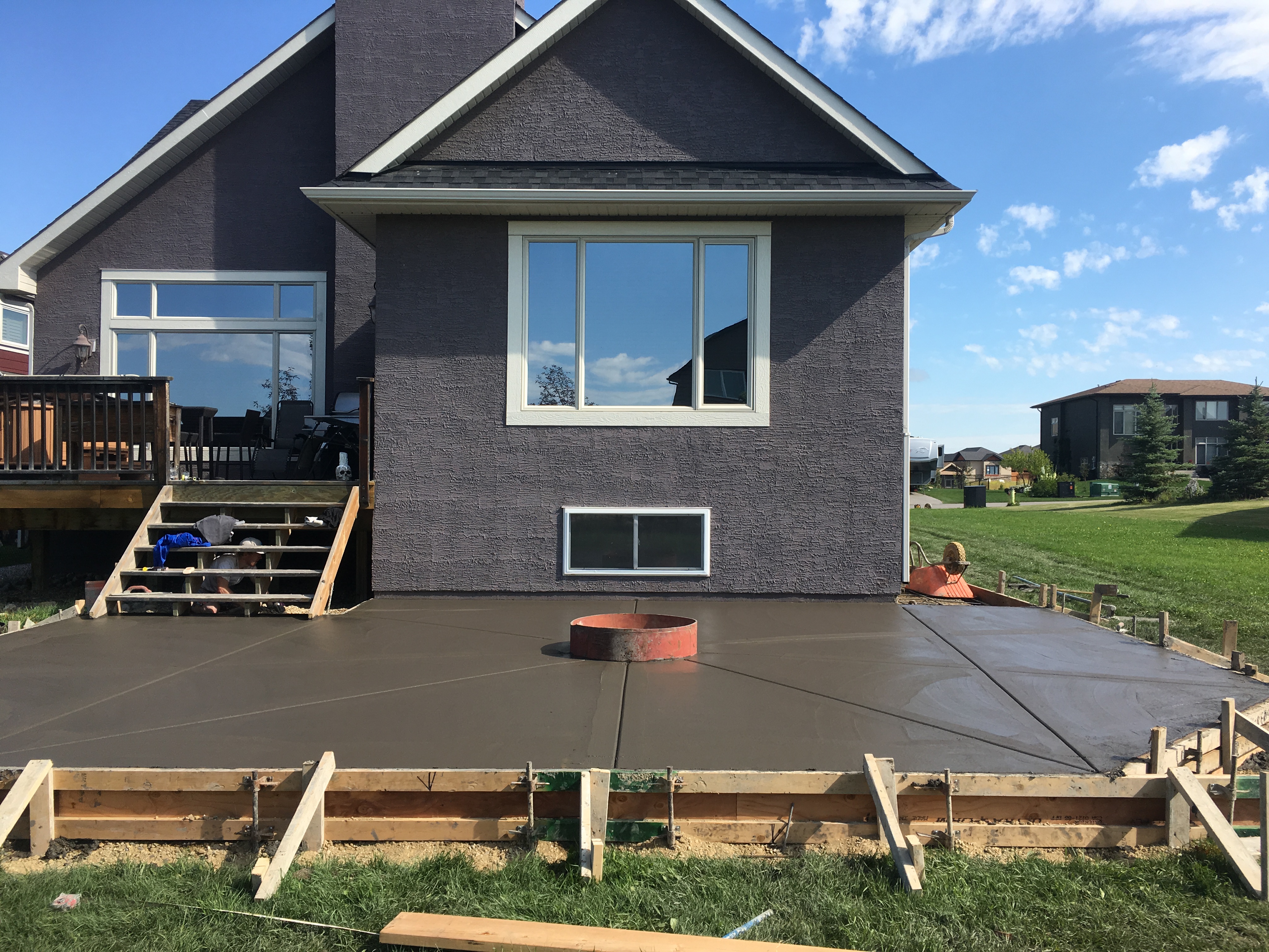 Exposed Backyard Fireplace